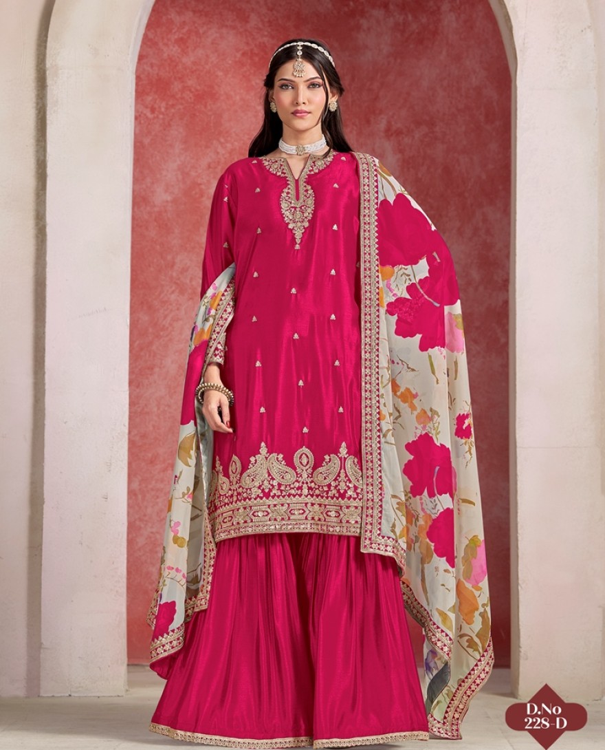 228-pink - Raspberry Bloom suit in Festive Splendor”